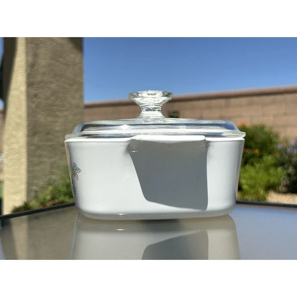 Corning Ware Floral Bouquet A 1 1/2 B 1.5 Q Casserole Dish Glass Lid Vintage 70s